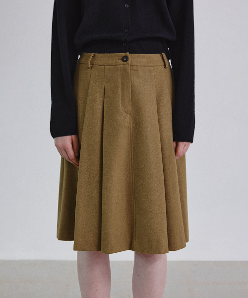 STEP AROUND（ステップアラウンド）の「Pleats wool mid skirt_BROWN（スカート・レディース・その他・SMALL/MEDIUM）」の3枚目の写真