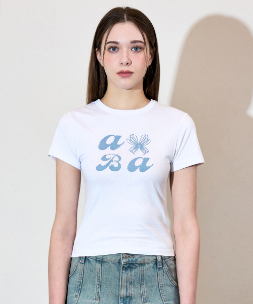 VETEZE(ベテゼ)の「オブにABAスタリボンハーフTシャツ(ホワイト)(Tシャツ/カットソー・レディース・ホワイト・SMALL/MEDIUM)」の2枚目の写真