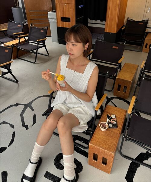 HANE（ハネ）の「フリルフレアスリーブレス_ストライプ（Tシャツ/カットソー・レディース・その他・SMALL/MEDIUM）」の2枚目の写真