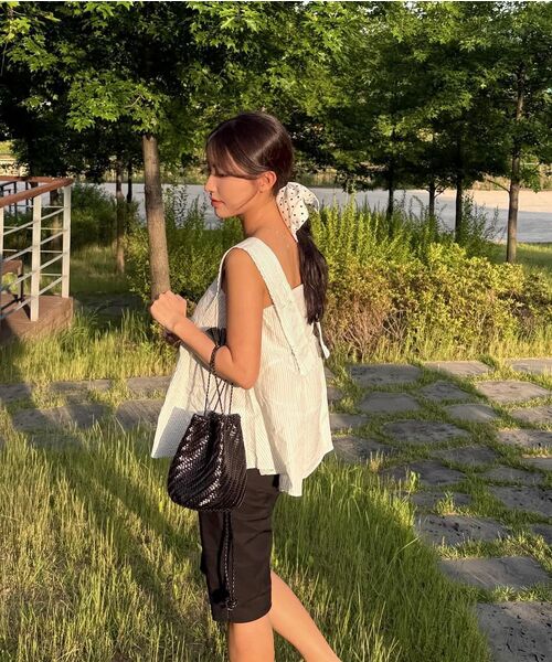 HANE（ハネ）の「フリルフレアスリーブレス_ストライプ（Tシャツ/カットソー・レディース・その他・SMALL/MEDIUM）」の6枚目の写真