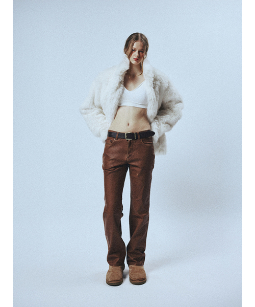 SUNDAY FRUIT MARKET(サンデーフルーツマーケット)の「W) VINTAGE LEATHER FLARE PANT BROWN(その他パンツ・レディース・その他・MEDIUM/SMALL)」の6枚目の写真