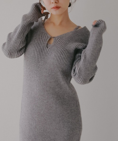 N WITH.(エヌウィズ)の「キャミレイヤードニットワンピース(ワンピース・レディース・ブラック/グレー・FREE)」の14枚目の写真