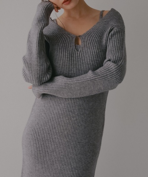 N WITH.(エヌウィズ)の「キャミレイヤードニットワンピース(ワンピース・レディース・ブラック/グレー・FREE)」の16枚目の写真