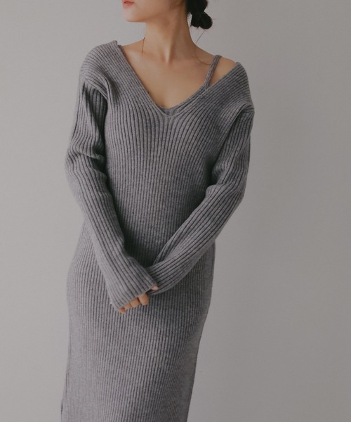 N WITH.(エヌウィズ)の「キャミレイヤードニットワンピース(ワンピース・レディース・ブラック/グレー・FREE)」の21枚目の写真