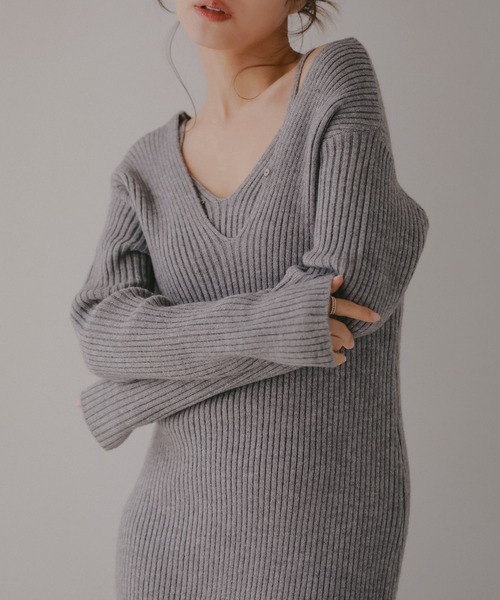 N WITH.(エヌウィズ)の「キャミレイヤードニットワンピース(ワンピース・レディース・ブラック/グレー・FREE)」の22枚目の写真