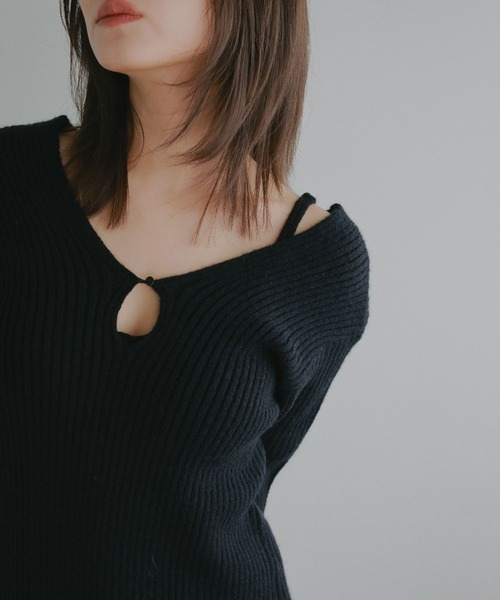 N WITH.(エヌウィズ)の「キャミレイヤードニットワンピース(ワンピース・レディース・ブラック/グレー・FREE)」の7枚目の写真