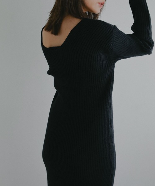 N WITH.(エヌウィズ)の「キャミレイヤードニットワンピース(ワンピース・レディース・ブラック/グレー・FREE)」の5枚目の写真