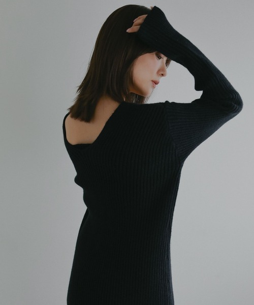 N WITH.(エヌウィズ)の「キャミレイヤードニットワンピース(ワンピース・レディース・ブラック/グレー・FREE)」の6枚目の写真
