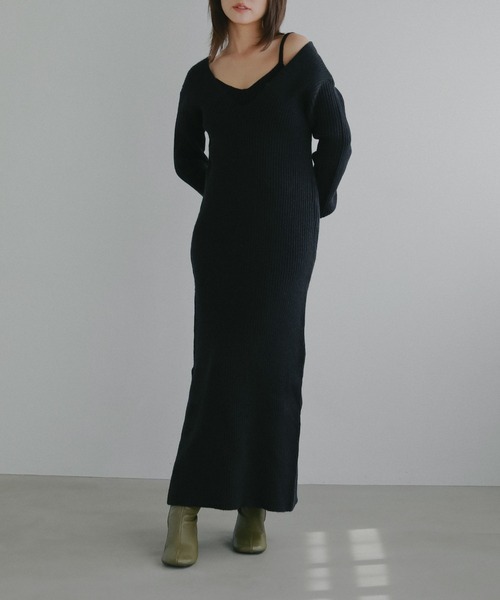 N WITH.(エヌウィズ)の「キャミレイヤードニットワンピース(ワンピース・レディース・ブラック/グレー・FREE)」の9枚目の写真