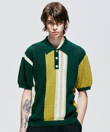S SY（エスエスワイ）の「Flower Garden 3 Pattern Half Knit Pique Green（ニット/セーター・メンズ）」