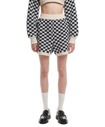 Check Knit Short_WHITE/BLACK