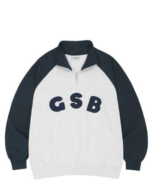 GAINSBORO（ゲインズボロ）の「GSBロゴラグランハーフジップ_ホワイトメランジ/ネイビー（スウェット・メンズ・その他・LARGE/MEDIUM/SMALL/X-LARGE）」の2枚目の写真