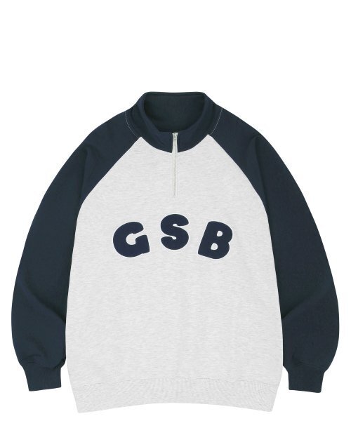 GAINSBORO（ゲインズボロ）の「GSBロゴラグランハーフジップ_ホワイトメランジ/ネイビー（スウェット・メンズ・その他・LARGE/MEDIUM/SMALL/X-LARGE）」の3枚目の写真