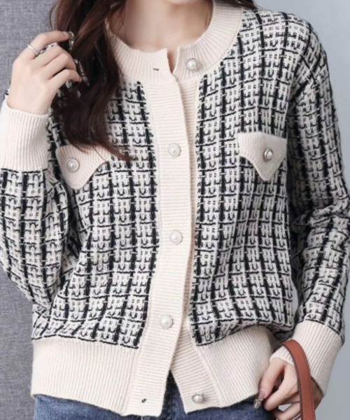 LETee(レティー)の「ニットカーディガン(カーディガン/ボレロ・レディース・ホワイト/ブラック・FREE)」の8枚目の写真