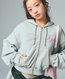 X-girl | PIGMENT DYED SCRIPT LOGO COMPACT ZIP UP SWEAT HOODIE(パーカー)