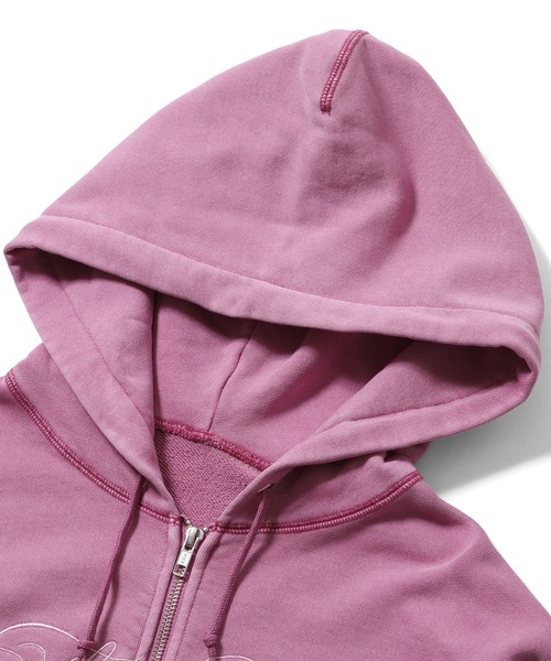 X-girl（エックスガール）の「PIGMENT DYED SCRIPT LOGO COMPACT ZIP UP SWEAT HOODIE（パーカー・レディース・ブラック/ピンク/グレー・S/M）」の10枚目の写真