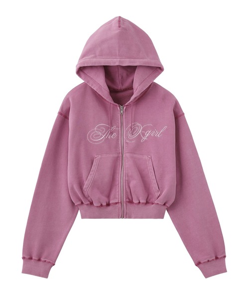 PIGMENT DYED SCRIPT LOGO COMPACT ZIP UP SWEAT HOODIE（パーカー