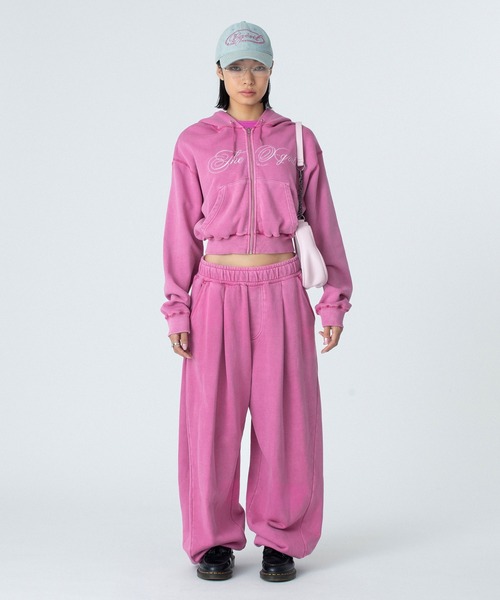 PIGMENT DYED SCRIPT LOGO COMPACT ZIP UP SWEAT HOODIE（パーカー