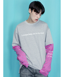 CODE I'M(�R�[�h�A�C�G��)��LOVE FOREVER L/S LAYERED SLEEVE T-SHIRT GREY(T�V���c/�J�b�g�\�[)