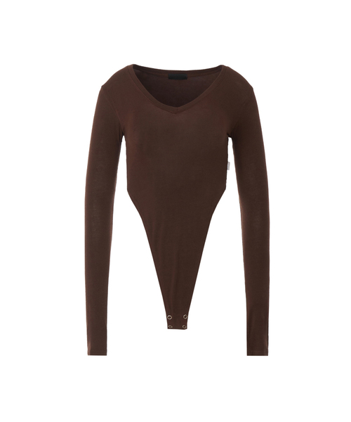 A.R.U(エイアールユー)の「V BODY SUIT(Tシャツ/カットソー・レディース・ホワイト/アッシュグレー/ブラック/ダークグリーン/ブラウン/レッド・FREE)」の4枚目の写真