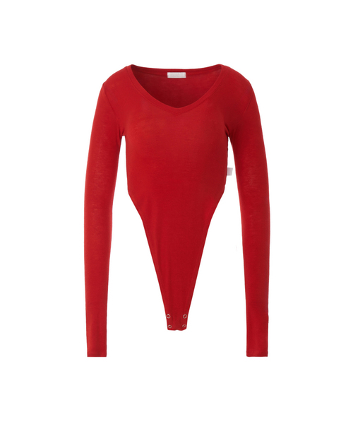 A.R.U(エイアールユー)の「V BODY SUIT(Tシャツ/カットソー・レディース・ホワイト/アッシュグレー/ブラック/ダークグリーン/ブラウン/レッド・FREE)」の6枚目の写真
