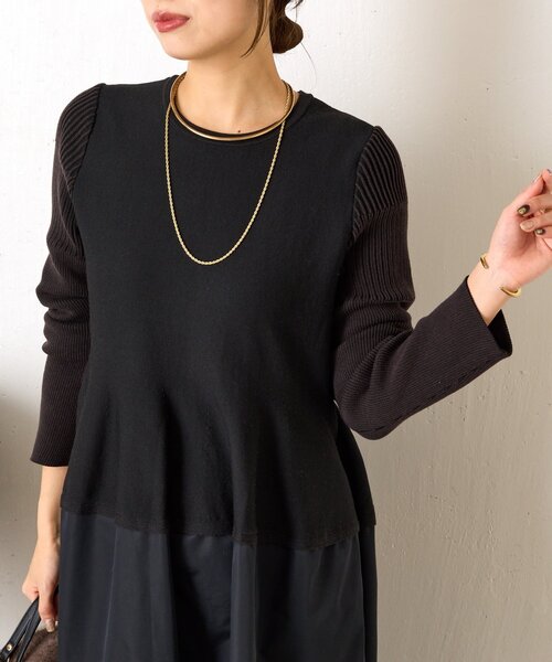 Jena espace merveilleux(ジェナ エスパスメルヴェイユ)の「【体系カバー/上品】ペプラム切替ワンピース(ワンピース・レディース・ネイビー/ブラック・FREE)」の6枚目の写真