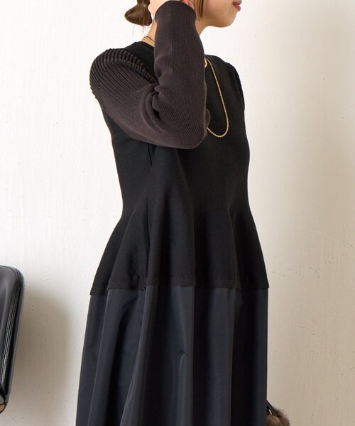 Jena espace merveilleux(ジェナ エスパスメルヴェイユ)の「【体系カバー/上品】ペプラム切替ワンピース(ワンピース・レディース・ネイビー/ブラック・FREE)」の10枚目の写真