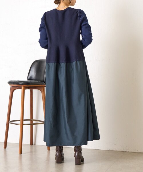 Jena espace merveilleux(ジェナ エスパスメルヴェイユ)の「【体系カバー/上品】ペプラム切替ワンピース(ワンピース・レディース・ネイビー/ブラック・FREE)」の14枚目の写真