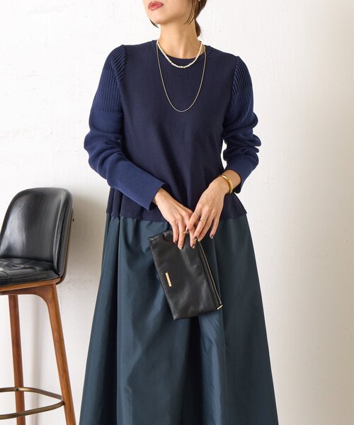 Jena espace merveilleux(ジェナ エスパスメルヴェイユ)の「【体系カバー/上品】ペプラム切替ワンピース(ワンピース・レディース・ネイビー/ブラック・FREE)」の16枚目の写真