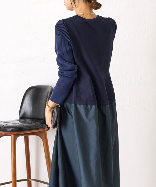 Jena espace merveilleux(ジェナ エスパスメルヴェイユ)の「【体系カバー/上品】ペプラム切替ワンピース(ワンピース・レディース・ネイビー/ブラック・FREE)」の18枚目の写真