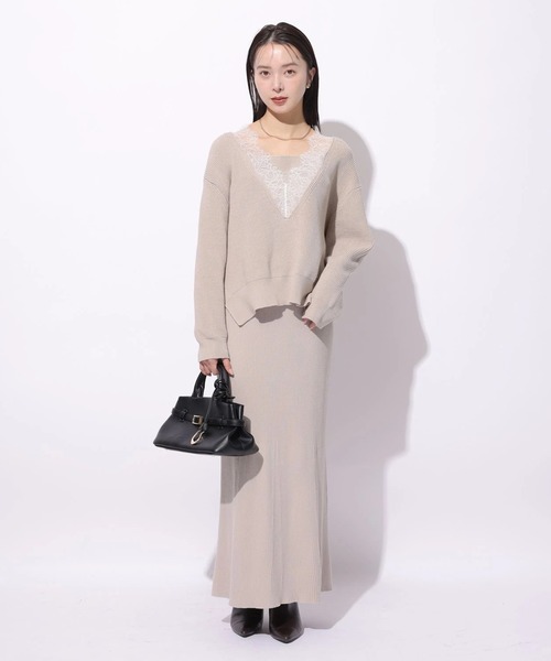 Vネックレースプルオーバー（ニット/セーター）｜Mystrada（マイ