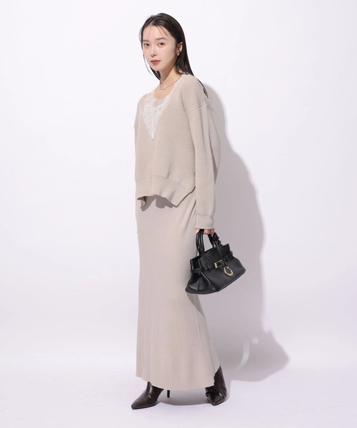 Vネックレースプルオーバー（ニット/セーター）｜Mystrada（マイ