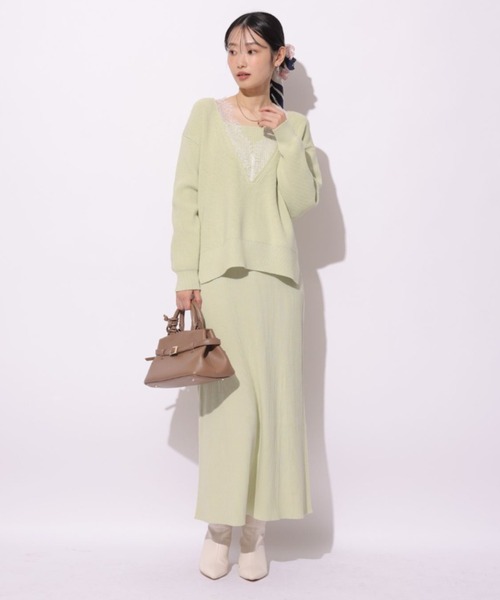 Vネックレースプルオーバー（ニット/セーター）｜Mystrada（マイ