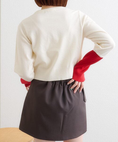 w closet（ダブルクローゼット）の「チェックシャツレイヤードカーディガン（カーディガン/ボレロ・レディース・グレー/アイボリー/イエロー/ブラウン/レッド・FREE）」の8枚目の写真