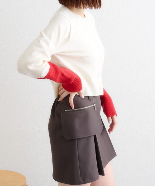 w closet（ダブルクローゼット）の「チェックシャツレイヤードカーディガン（カーディガン/ボレロ・レディース・グレー/アイボリー/イエロー/ブラウン/レッド・FREE）」の10枚目の写真