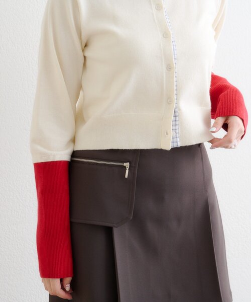 w closet（ダブルクローゼット）の「チェックシャツレイヤードカーディガン（カーディガン/ボレロ・レディース・グレー/アイボリー/イエロー/ブラウン/レッド・FREE）」の11枚目の写真