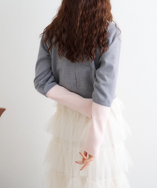 w closet（ダブルクローゼット）の「チェックシャツレイヤードカーディガン（カーディガン/ボレロ・レディース・グレー/アイボリー/イエロー/ブラウン/レッド・FREE）」の18枚目の写真