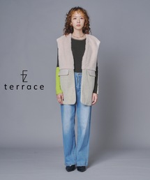ファー×フェイクウールドッキングベスト