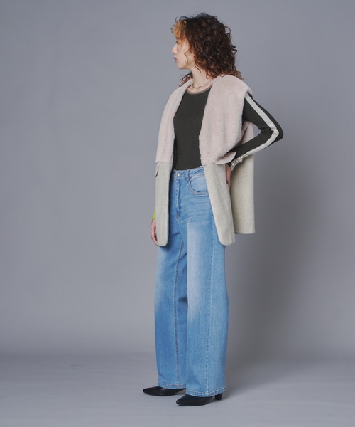 terrace(テラス)の「ファー×フェイクウールドッキングベスト(その他アウター・レディース・アイボリー/チャコールグレー/ブラウン・FREE)」の15枚目の写真