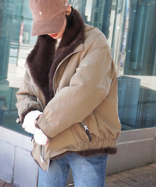 gossara（ゴサラ）の「エコファーコンビモッズBZ（ブルゾン・レディース・アイボリー/カーキ・FREE）」の9枚目の写真