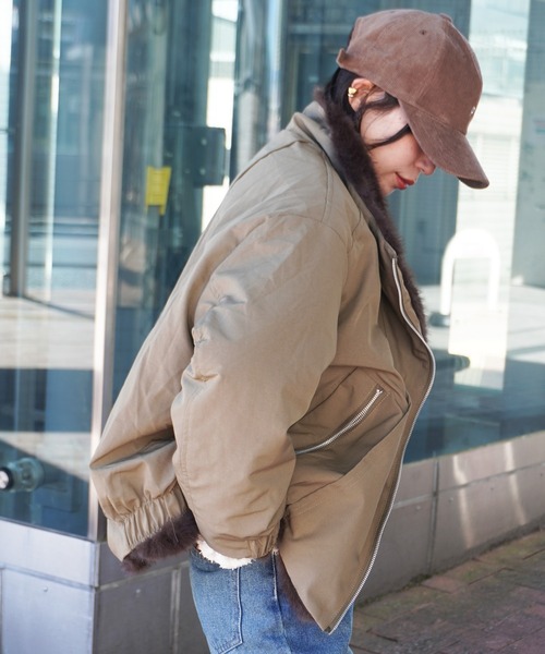 gossara（ゴサラ）の「エコファーコンビモッズBZ（ブルゾン・レディース・アイボリー/カーキ・FREE）」の14枚目の写真