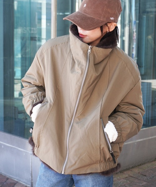 gossara（ゴサラ）の「エコファーコンビモッズBZ（ブルゾン・レディース・アイボリー/カーキ・FREE）」の12枚目の写真