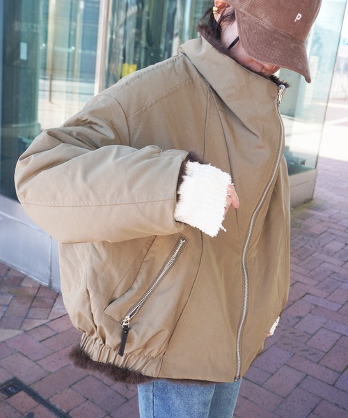 gossara（ゴサラ）の「エコファーコンビモッズBZ（ブルゾン・レディース・アイボリー/カーキ・FREE）」の15枚目の写真