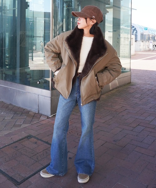 gossara（ゴサラ）の「エコファーコンビモッズBZ（ブルゾン・レディース・アイボリー/カーキ・FREE）」の17枚目の写真