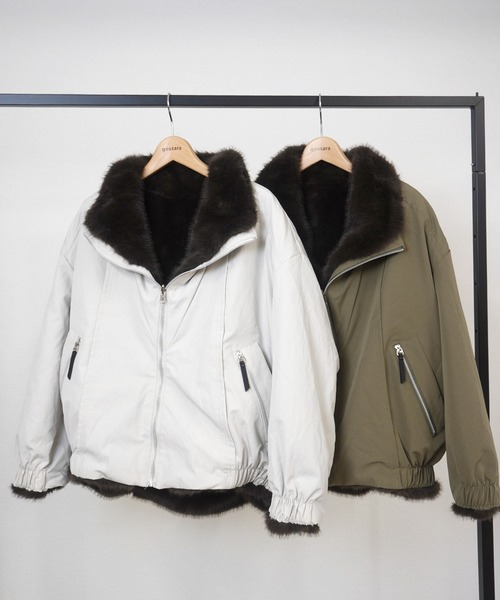 gossara（ゴサラ）の「エコファーコンビモッズBZ（ブルゾン・レディース・アイボリー/カーキ・FREE）」の6枚目の写真