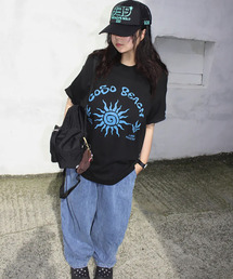 ビーチアートワークTシャツ(ブラック)