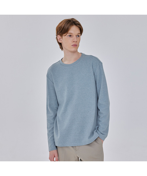 MINDBRIDGE（マインドブリッジ）の「[ウォーム]起毛ワッフル生地Tシャツ - 4色（Tシャツ/カットソー・メンズ・アッシュグレー/ベージュ/ダークグレー/グレイッシュブルー・100/110/95/105）」の4枚目の写真