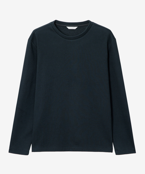 MINDBRIDGE（マインドブリッジ）の「[ウォーム]起毛ワッフル生地Tシャツ - 4色（Tシャツ/カットソー・メンズ・アッシュグレー/ベージュ/ダークグレー/グレイッシュブルー・100/110/95/105）」の7枚目の写真