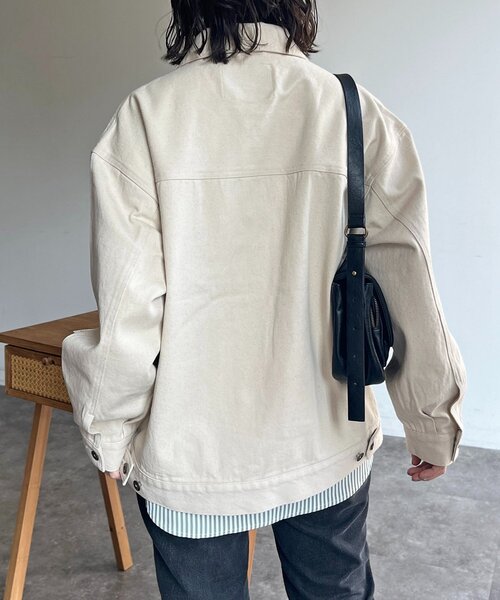 CPCM(シーピーシーエム)の「USAコットンデニムカバーオール(デニムジャケット・レディース・ブラック/アイボリー/ネイビー/ブルー・MEDIUM/LARGE)」の7枚目の写真