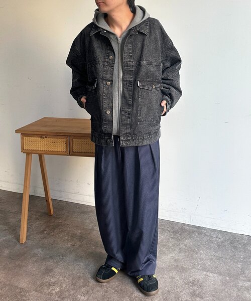 CPCM(シーピーシーエム)の「USAコットンデニムカバーオール(デニムジャケット・レディース・ブラック/アイボリー/ネイビー/ブルー・MEDIUM/LARGE)」の16枚目の写真